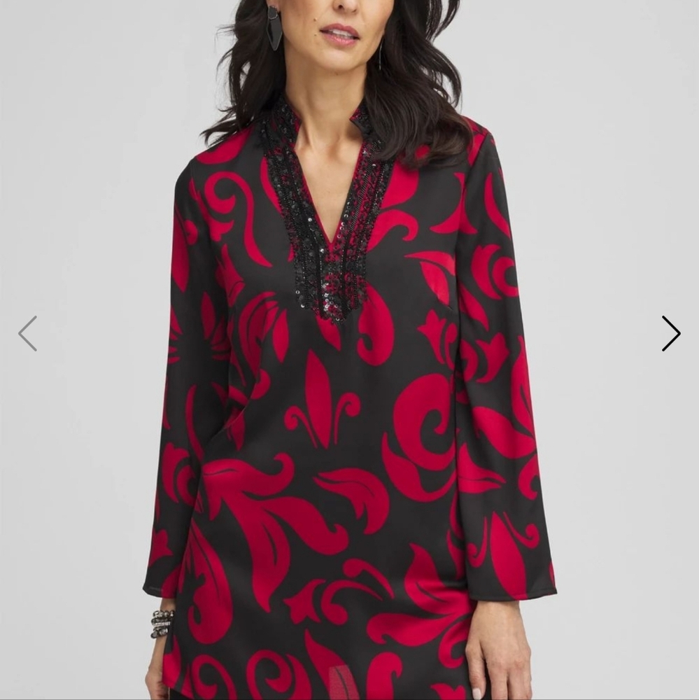 Embellished Neck Kurta Top | CHICOS